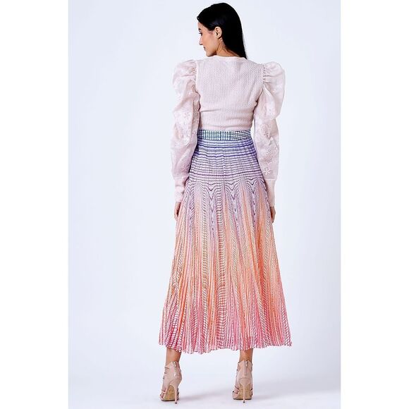 New ANTHROPOLOGIE Skirt Geisha Designs Ombre Sunset Dawn Maxi sz 4 - Picture 2 of 7